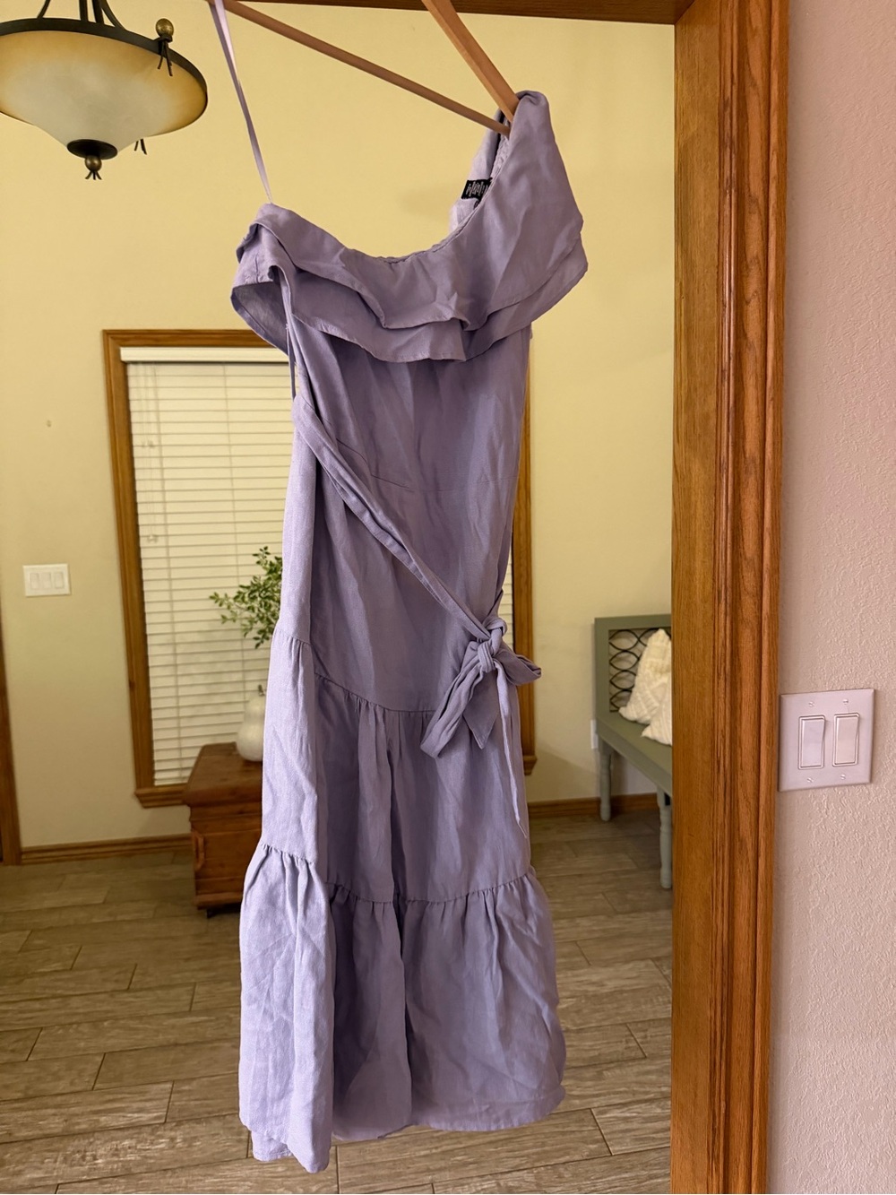 Women’s Light Blue Tiered Sundress with Waist Tie